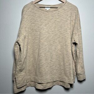 J. Jill‎ Fit Women Sweater XL Tan Scoop Neck Boxy Oversized Casual Lounge Travel